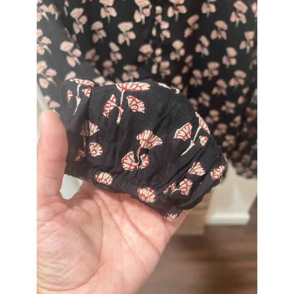 Women’s Anthropologie Natura Boho Cotton Tunic Blouse Black Print XL - Picture 7 of 7